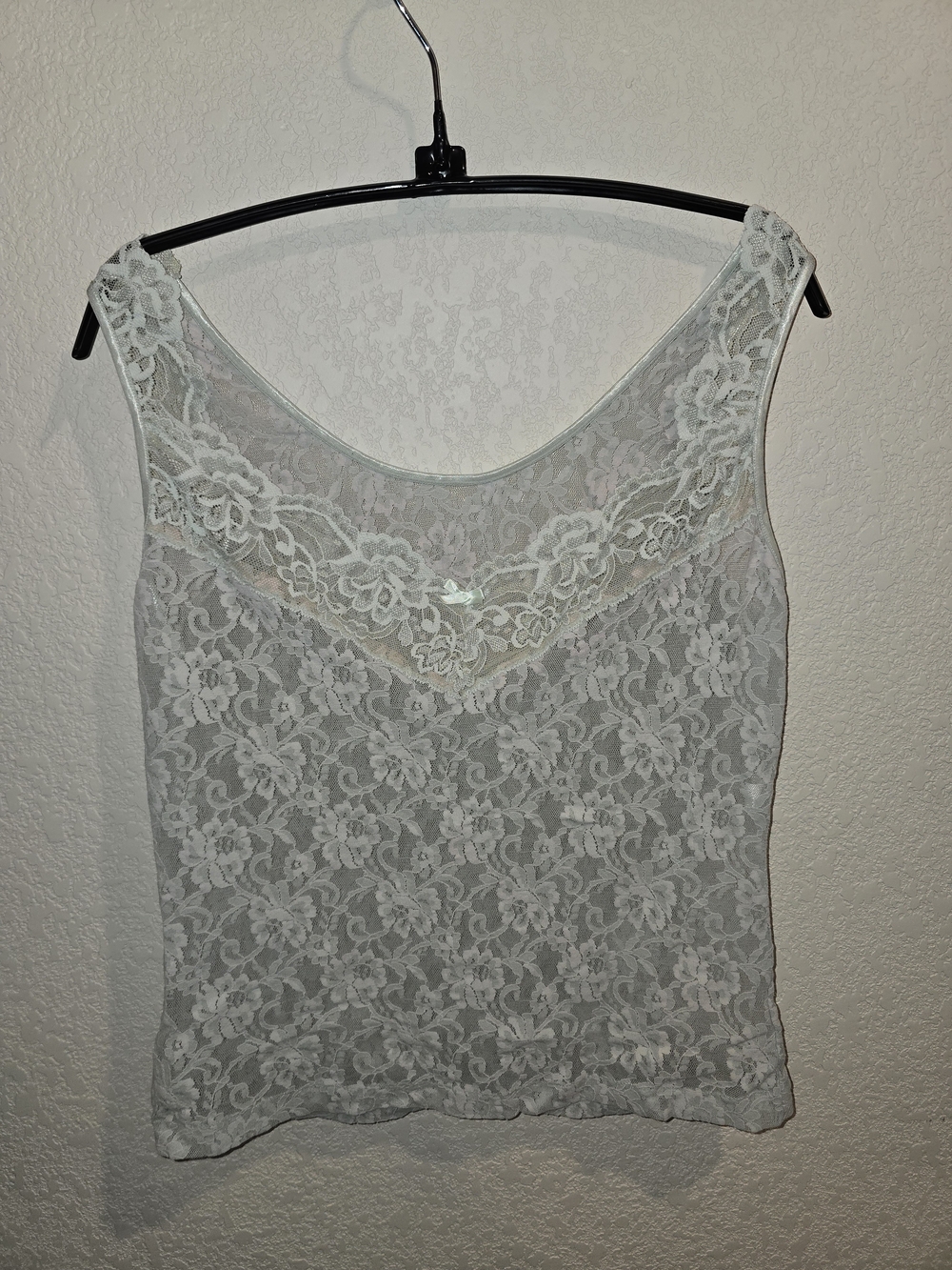 Vintage Gaviota Mint Green Floral Sheer Lace Tank Top Cami - Women's Size Large